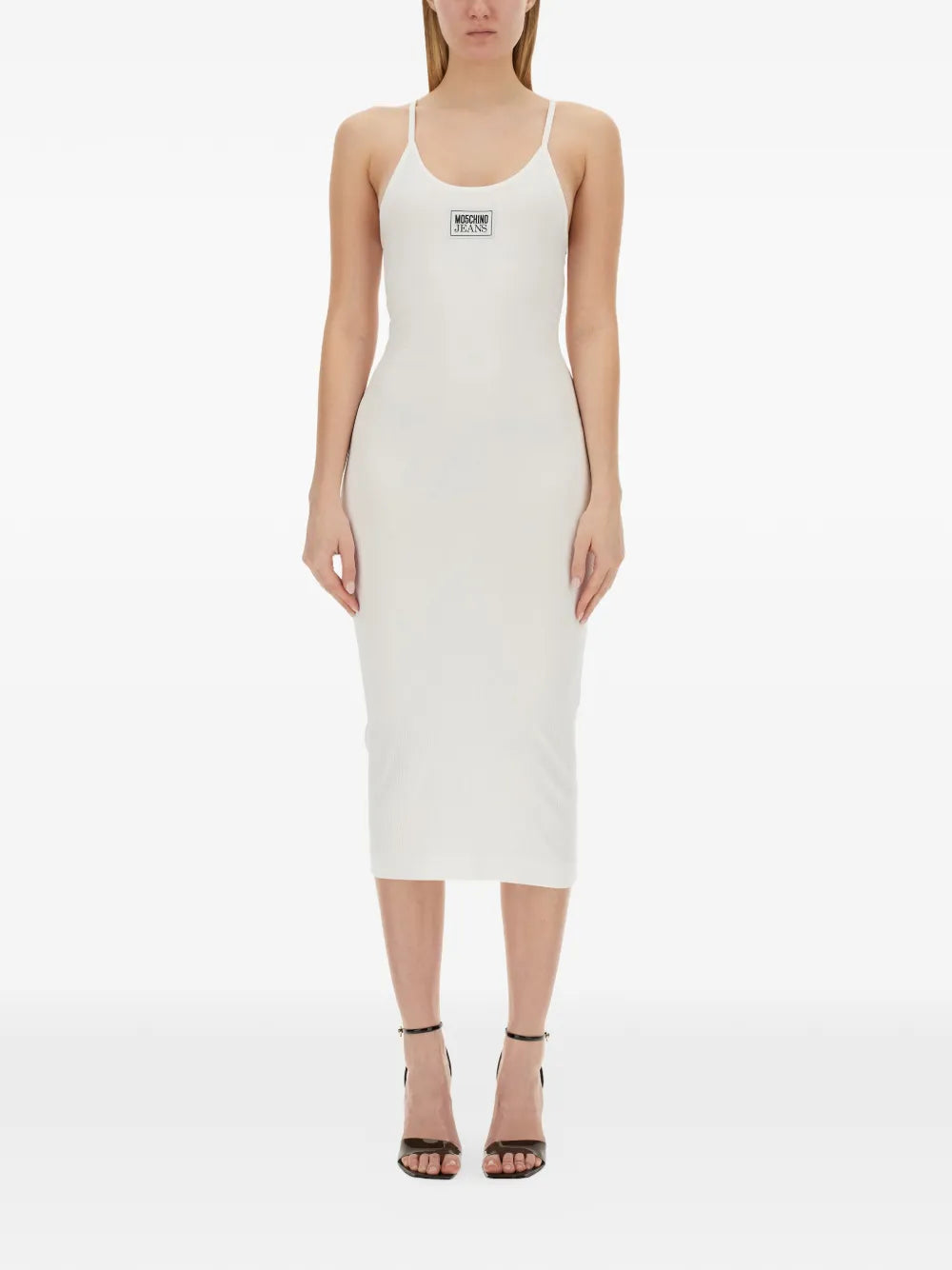 ribbed logo-patch dress