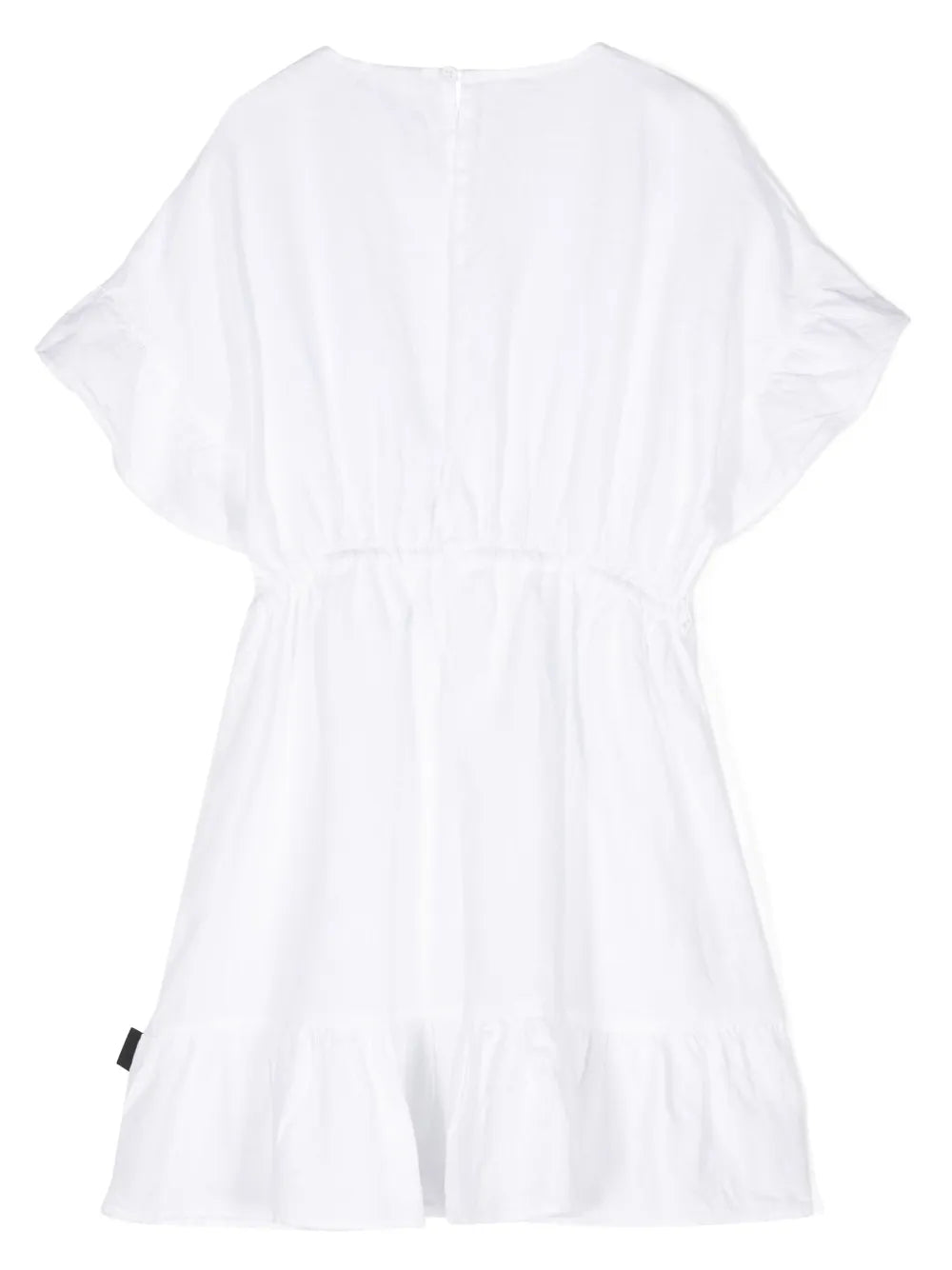 chambray ruffled mini dress