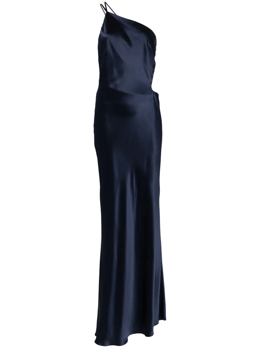 asymmetrical design silk gown