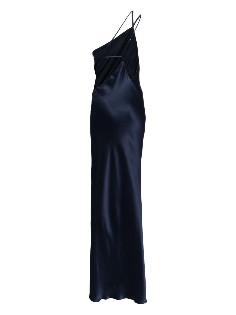 asymmetrical design silk gown