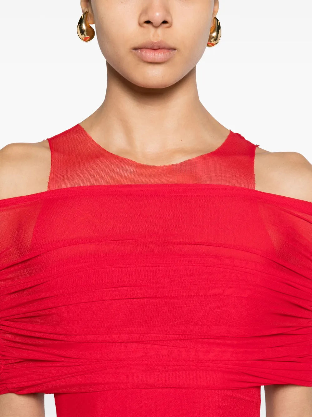 round-neck mesh maxi dress
