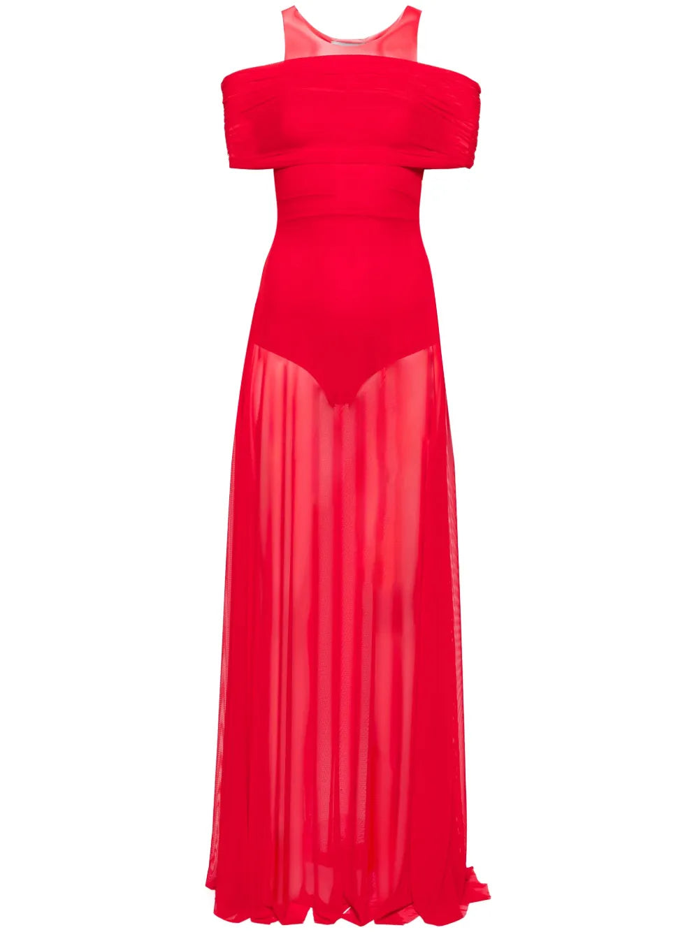 round-neck mesh maxi dress