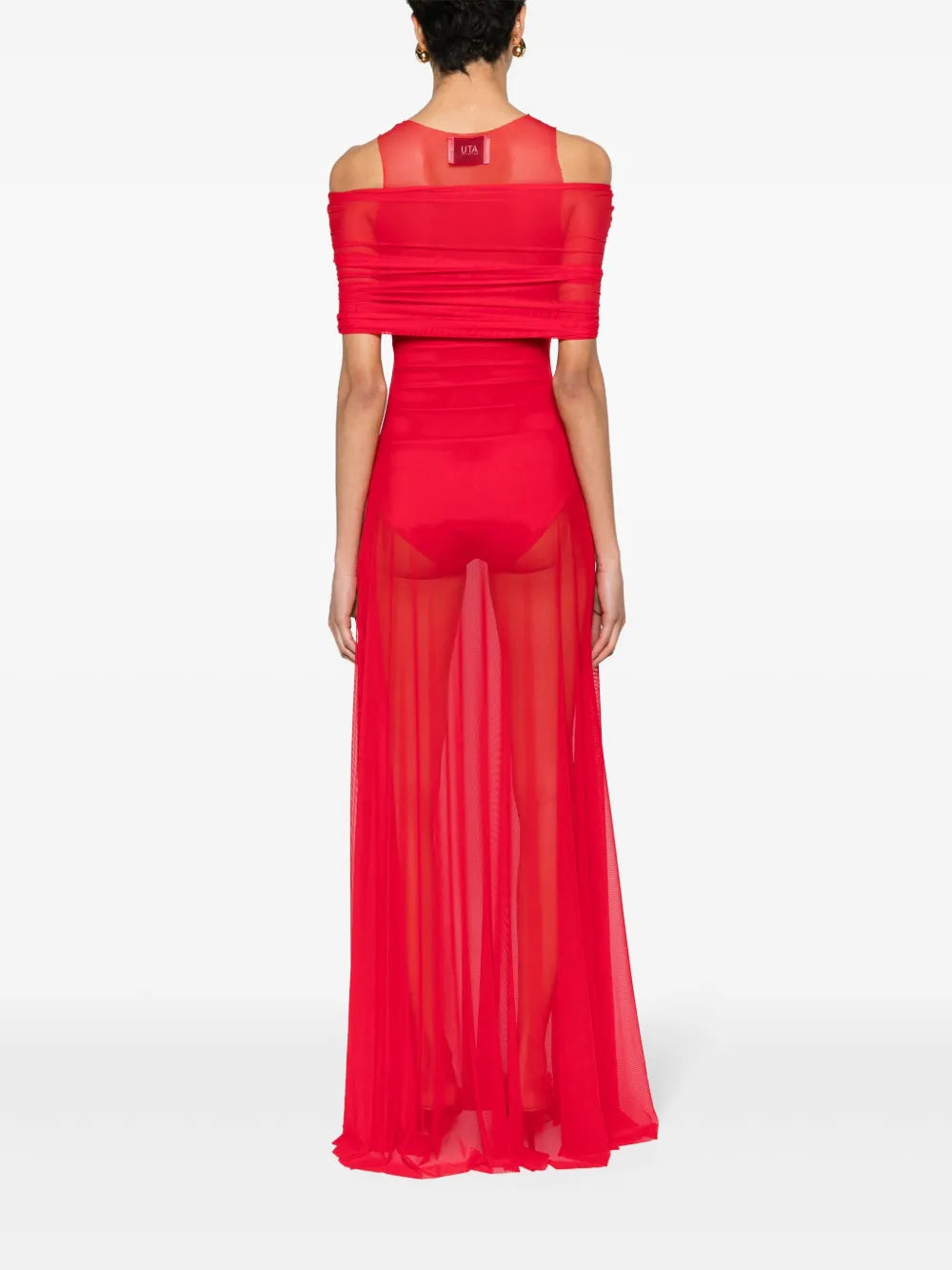 round-neck mesh maxi dress
