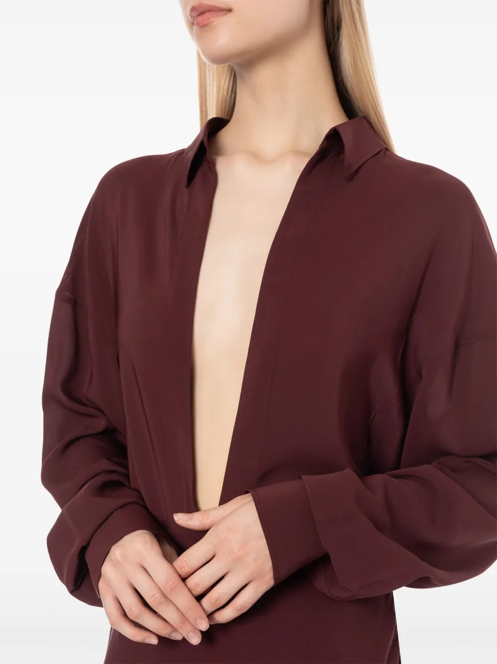 belted long-sleeve dress