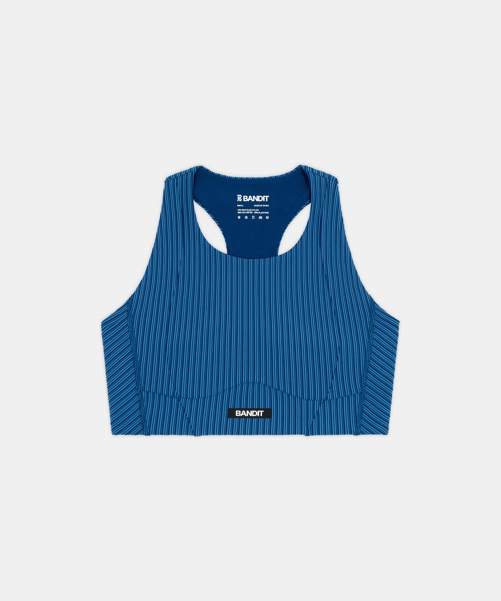 Bandit Womens Striped Cadence Longline Bra Ink Blue Aegean