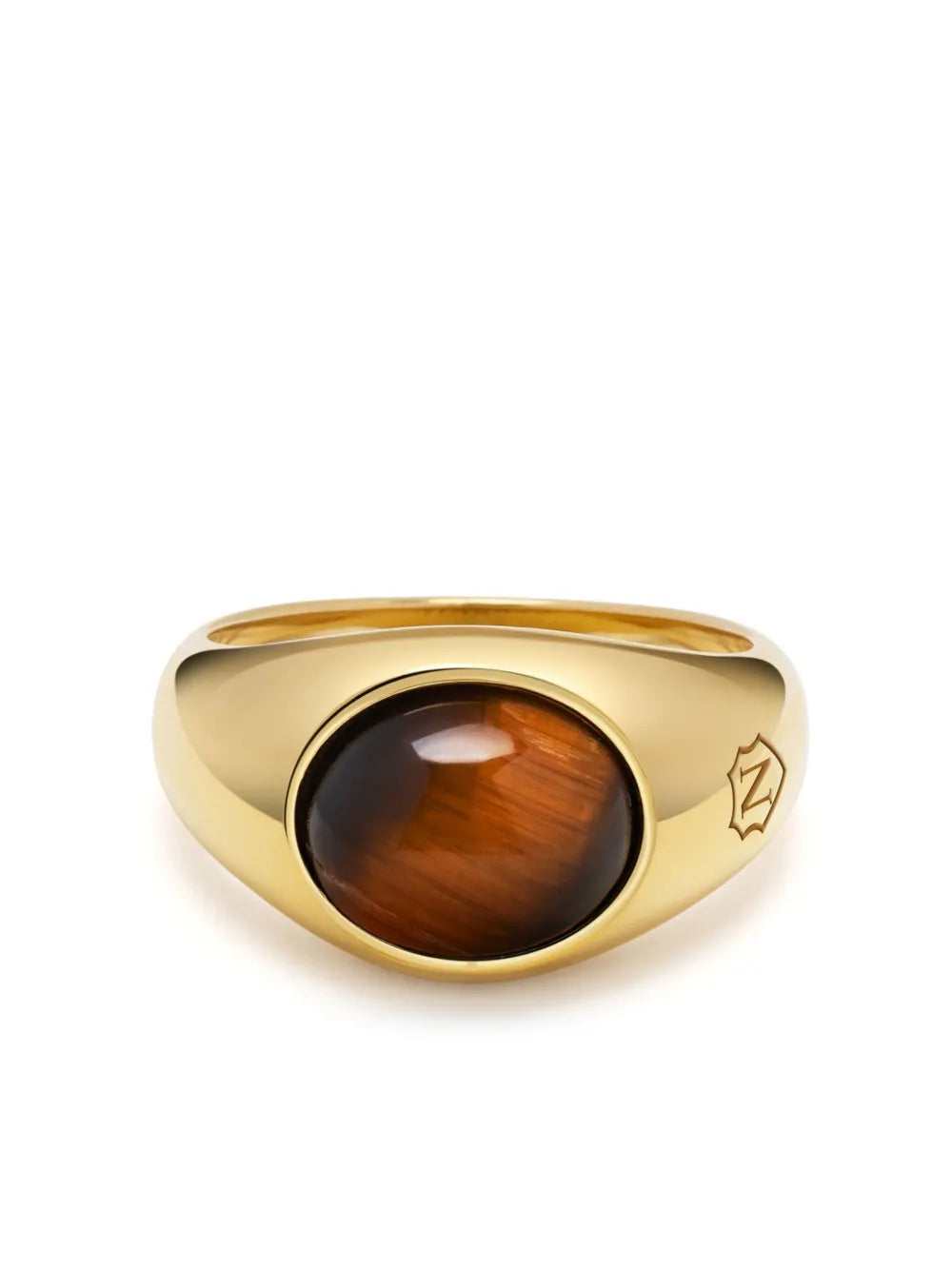 tiger-eye engraved signet ring