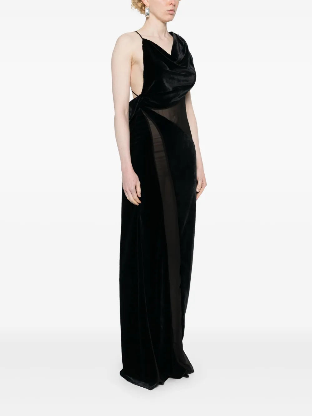 logo-plaque panelled maxi dress