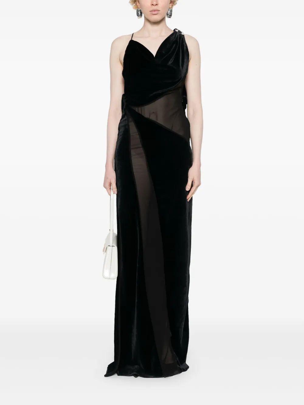 logo-plaque panelled maxi dress