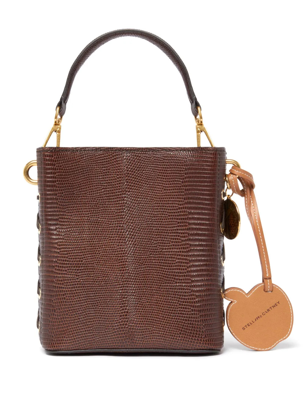 logo-charm faux-leather bucket bag