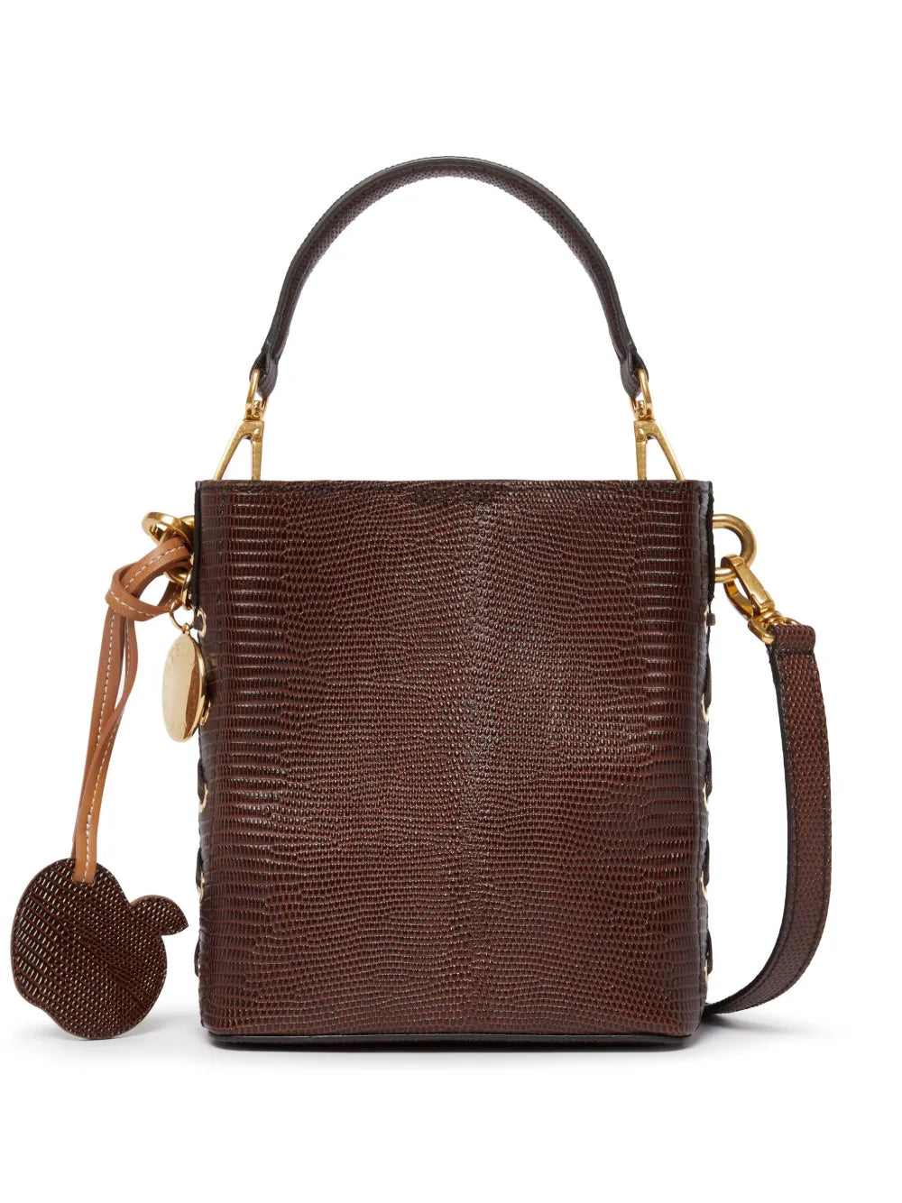 logo-charm faux-leather bucket bag