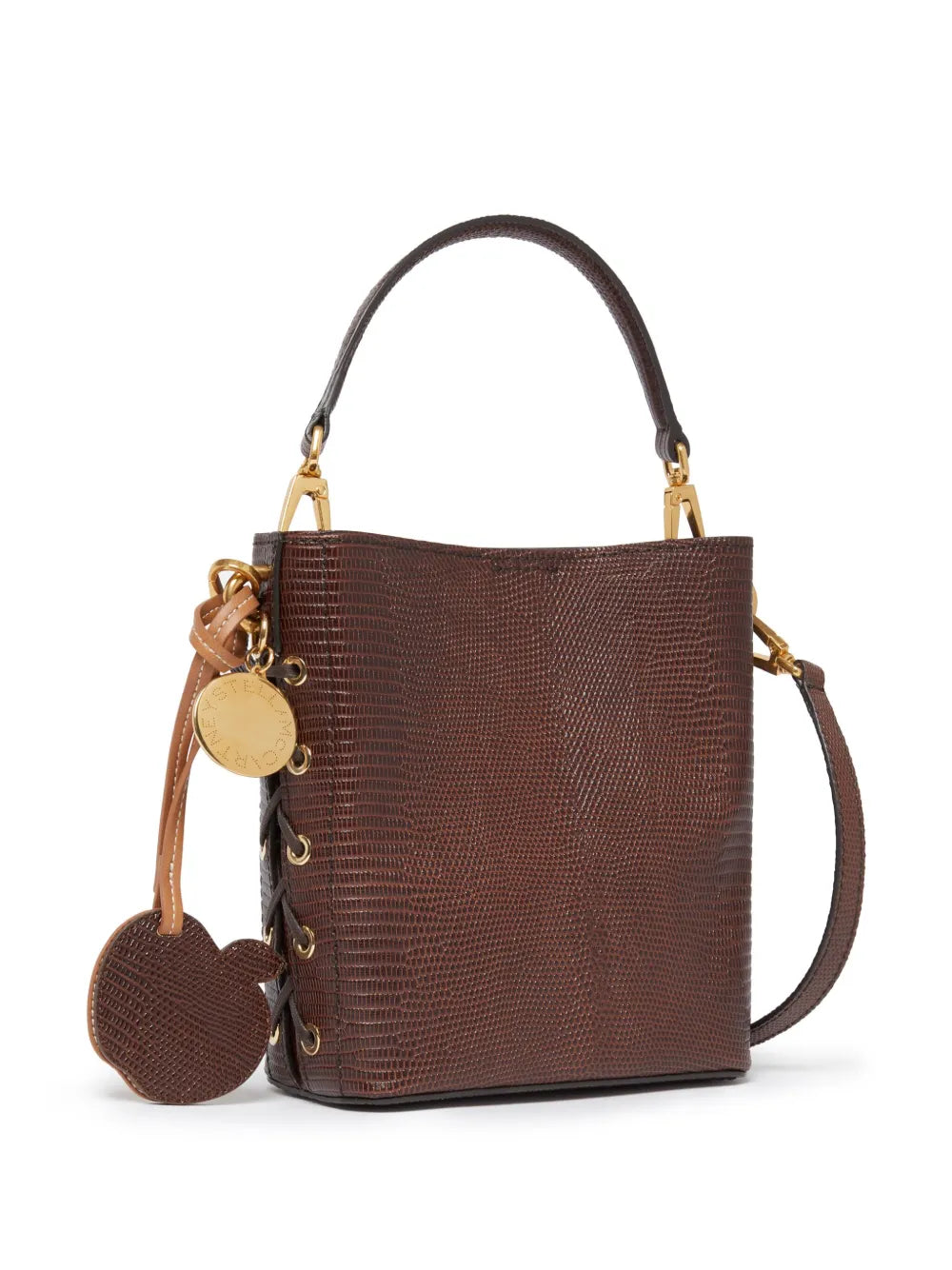 logo-charm faux-leather bucket bag