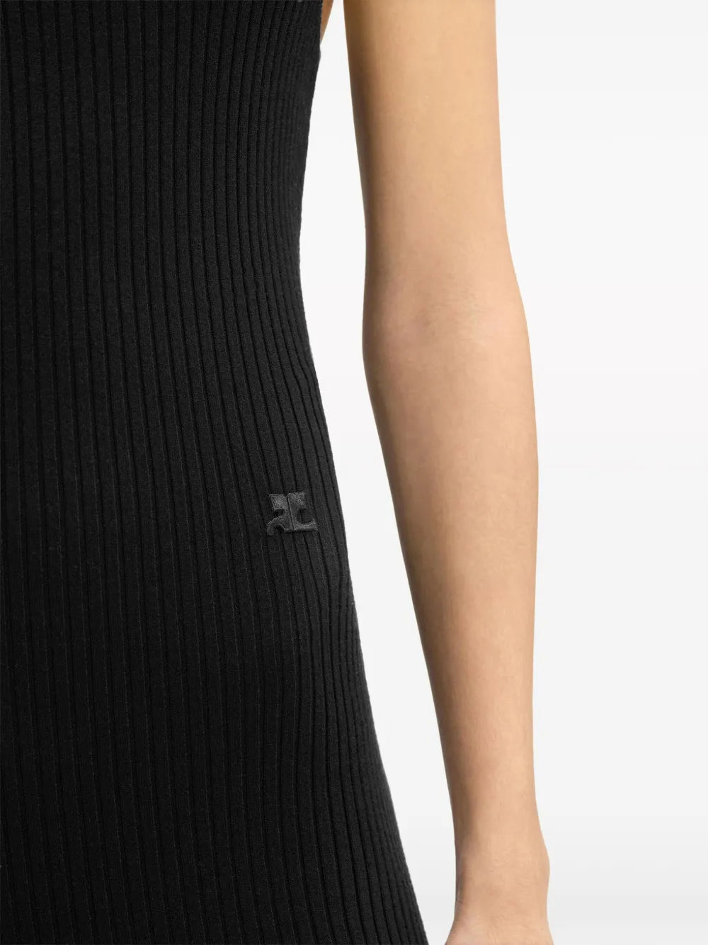 assymetric ribbed-knit long dress