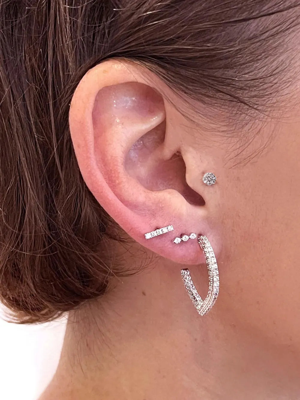 14kt yellow gold Modernist diamond single earring