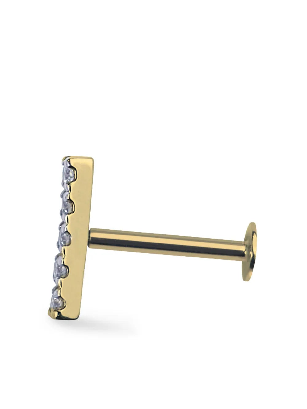 14kt yellow gold Modernist diamond single earring