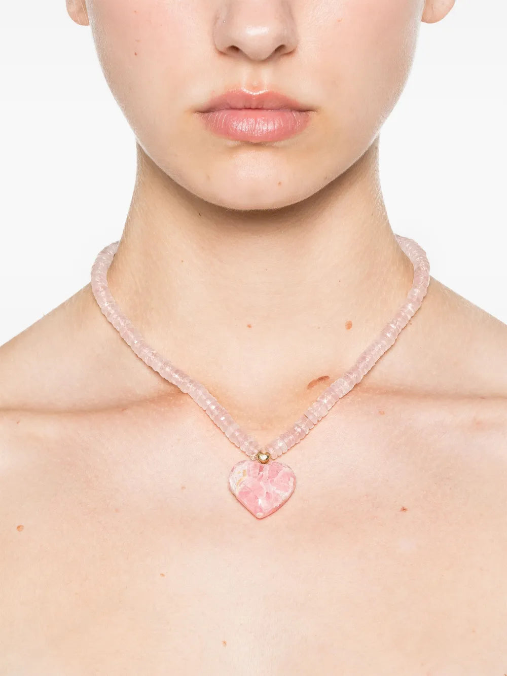 14kt yellow gold Aurora rhodochrosite and quartz necklace