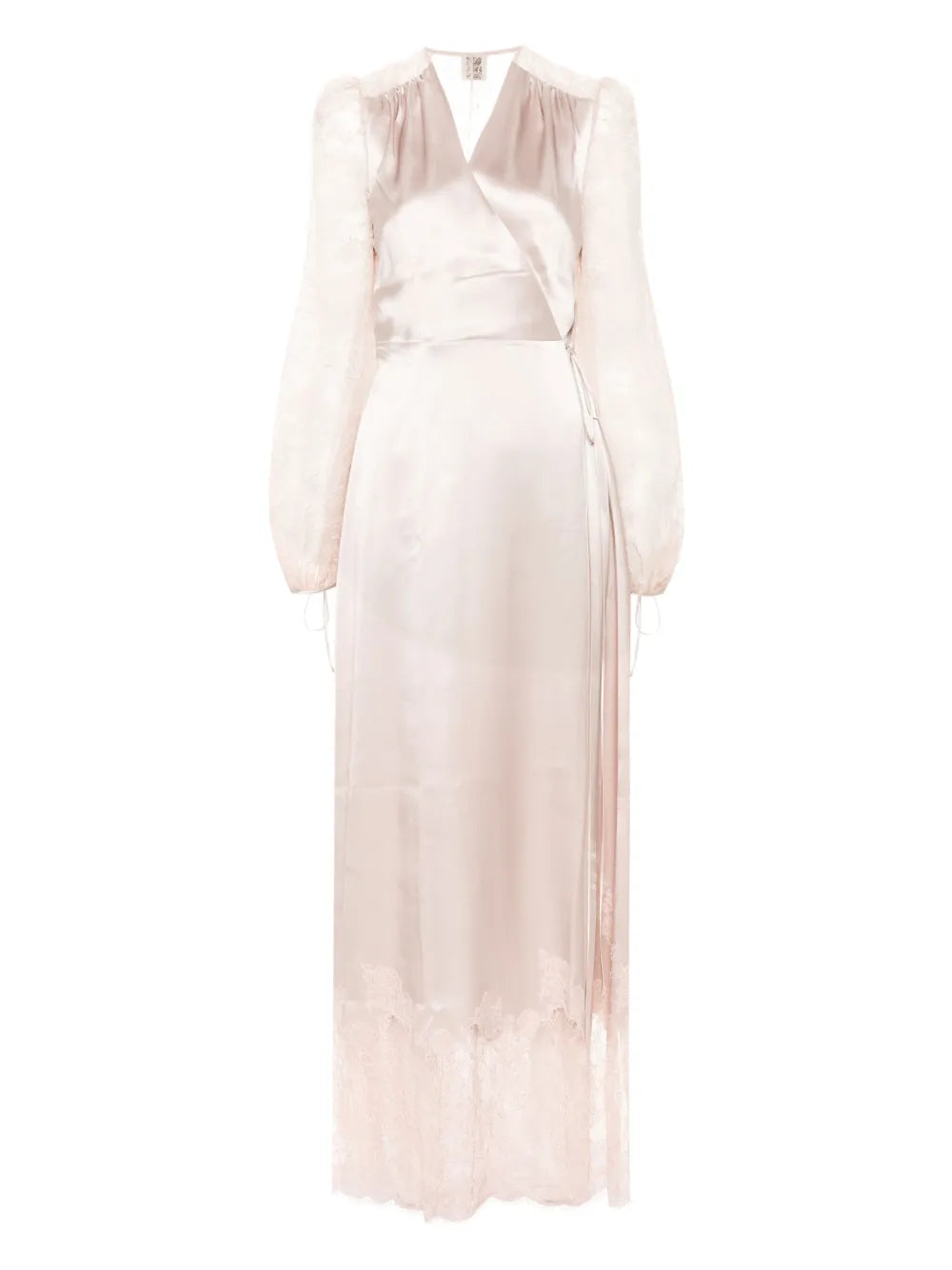 lace-panels silk wrap dress