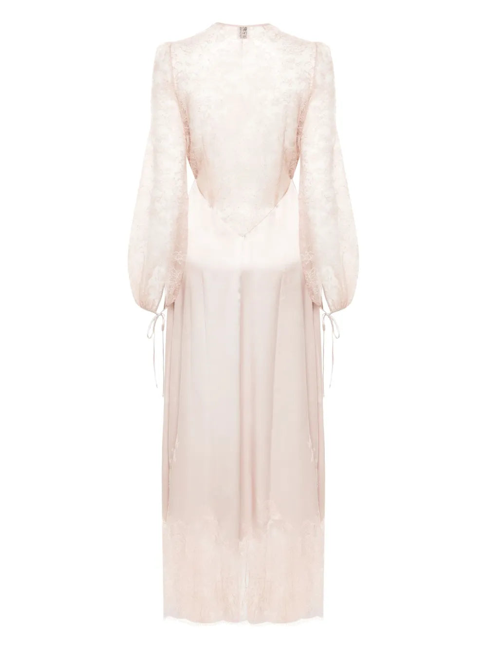 lace-panels silk wrap dress