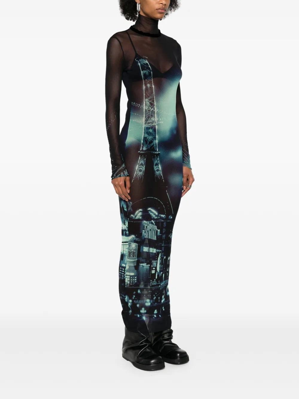 mesh-design dress