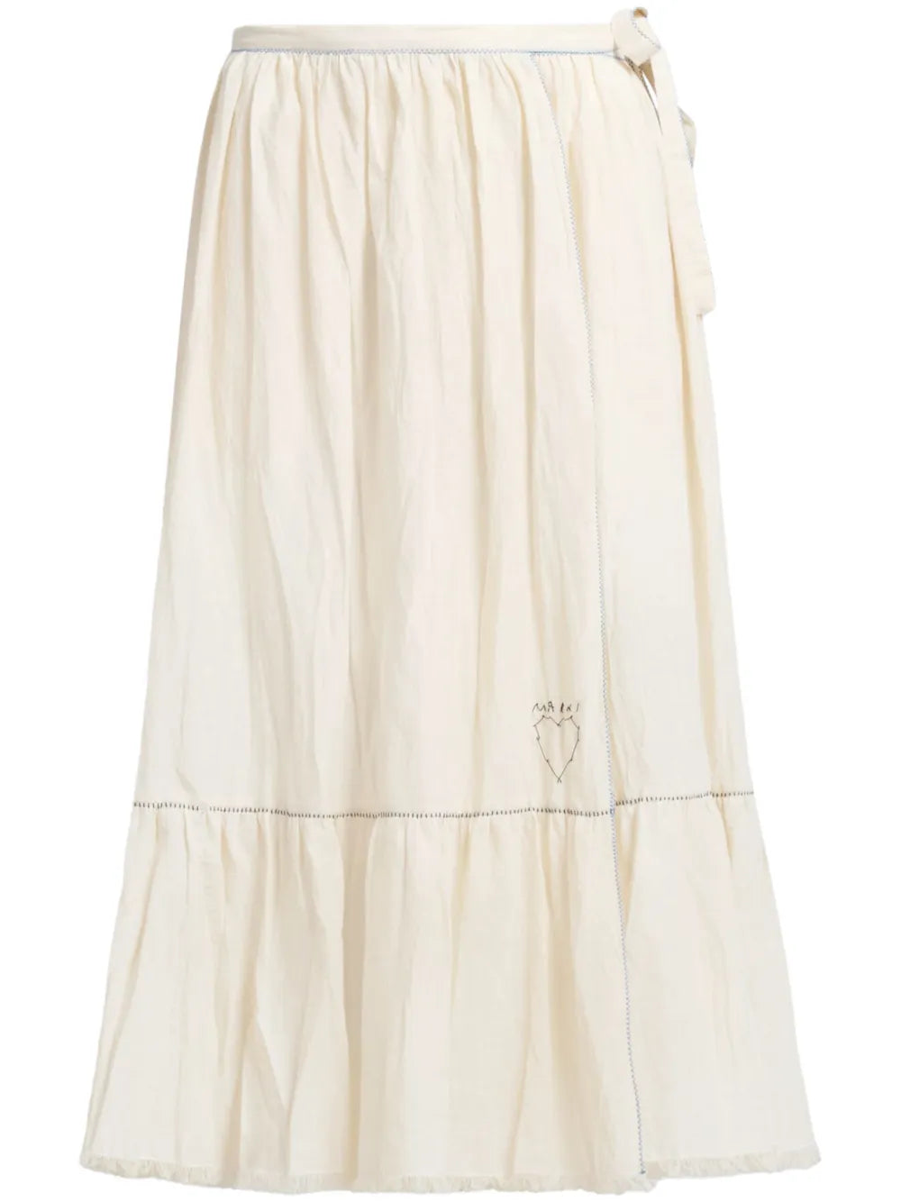logo-embroidered cotton midi skirt