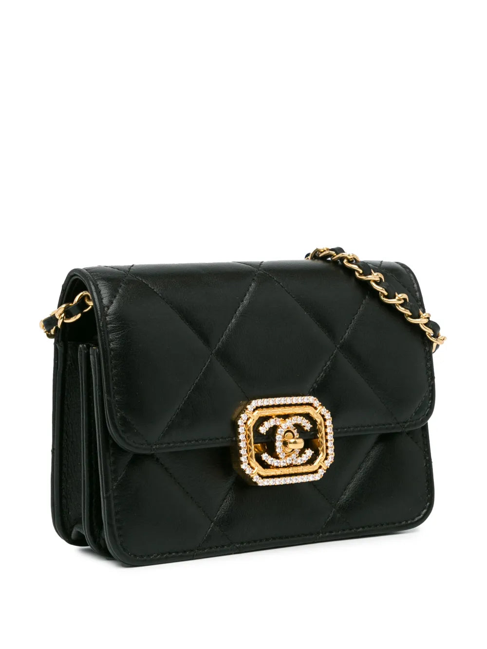 2021-2023 Quilted Calfskin Strass Clutch With Chain Flap crossbody bag