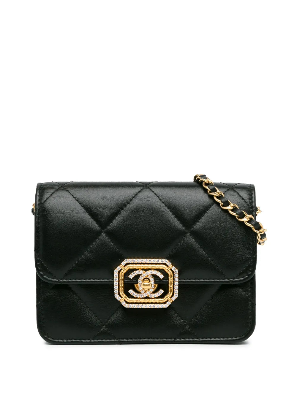2021-2023 Quilted Calfskin Strass Clutch With Chain Flap crossbody bag