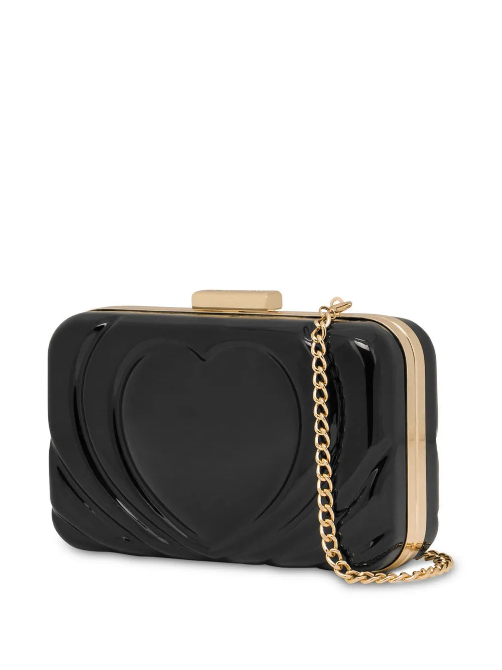 heart-embossed clutch bag