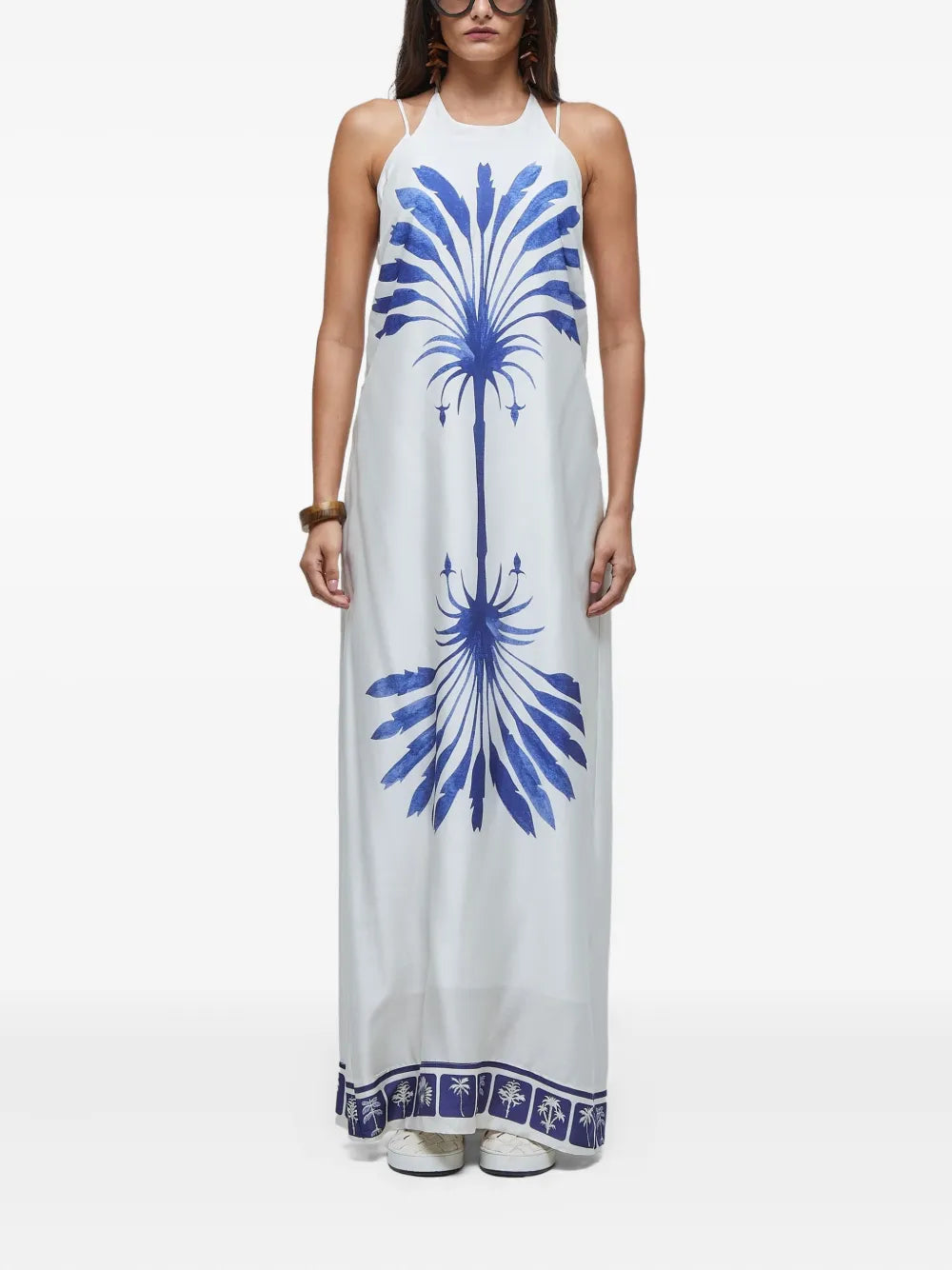 Palm-tree print maxi dress