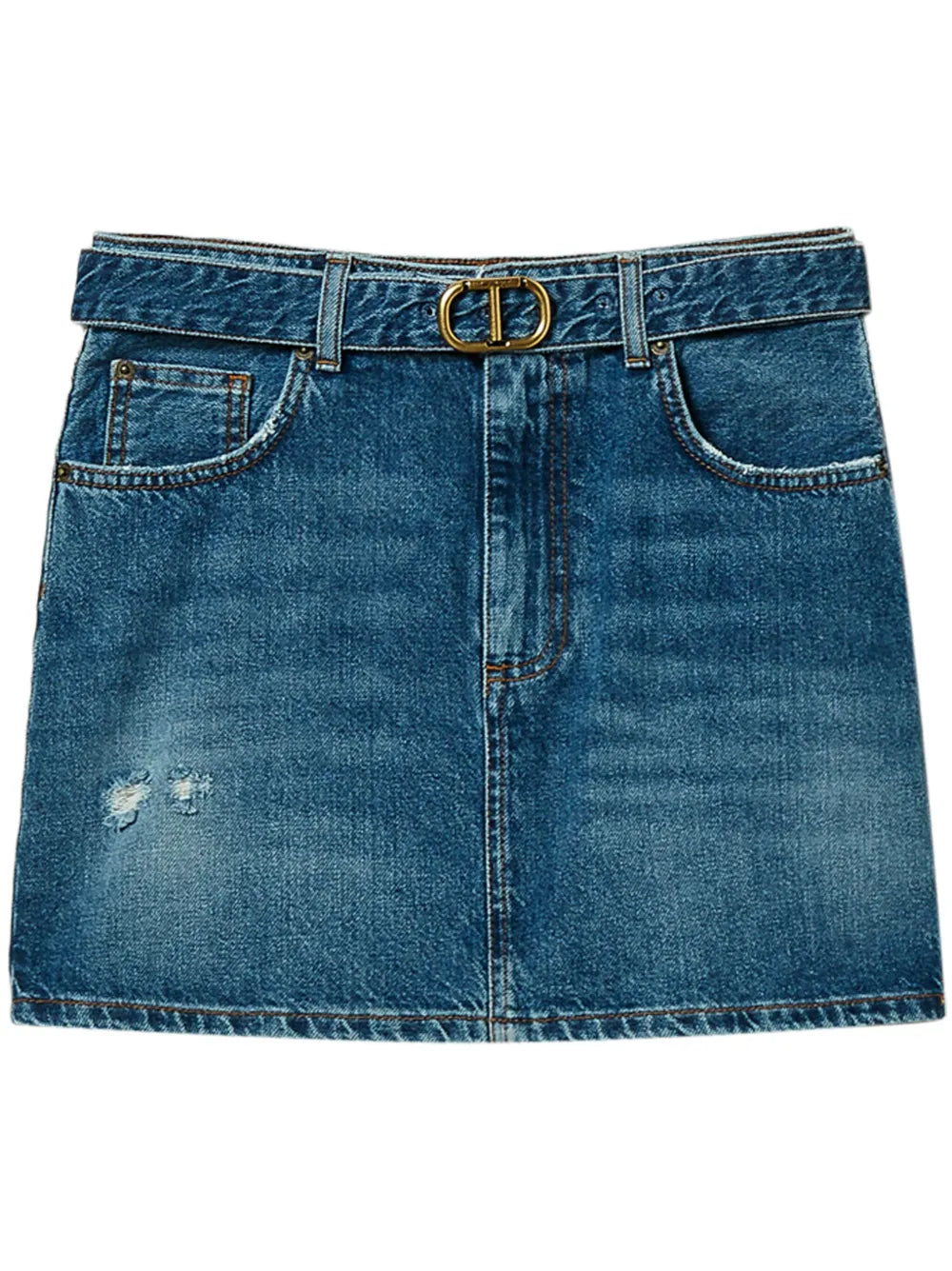logo-plaque denim skirt 