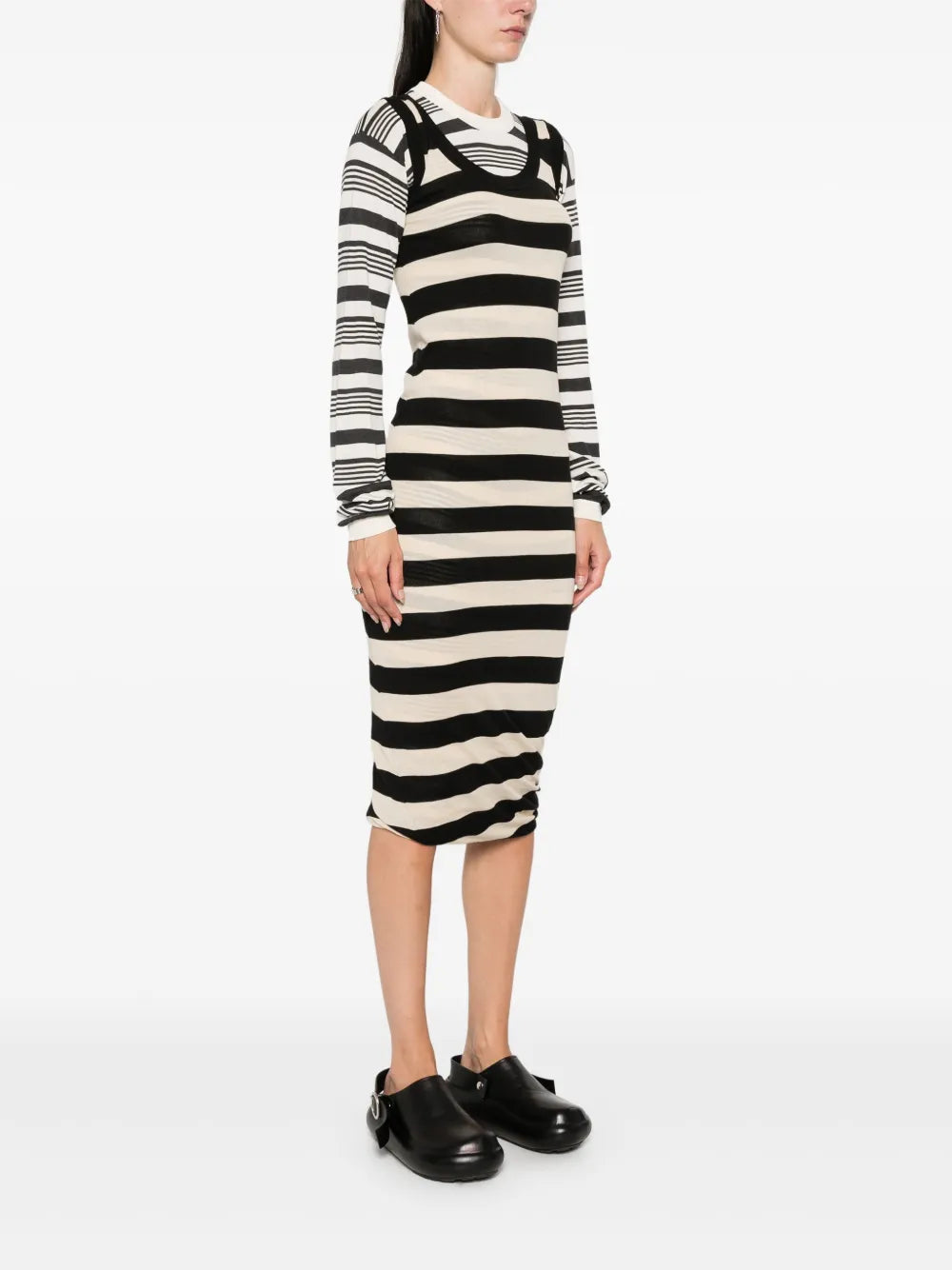 stripes cotton midi dress