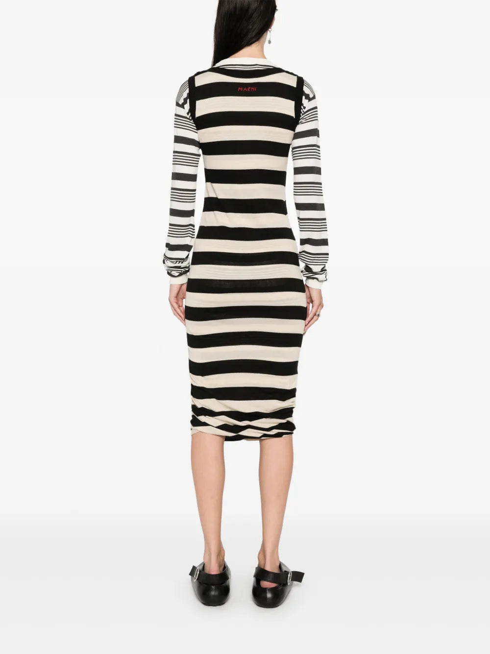 stripes cotton midi dress
