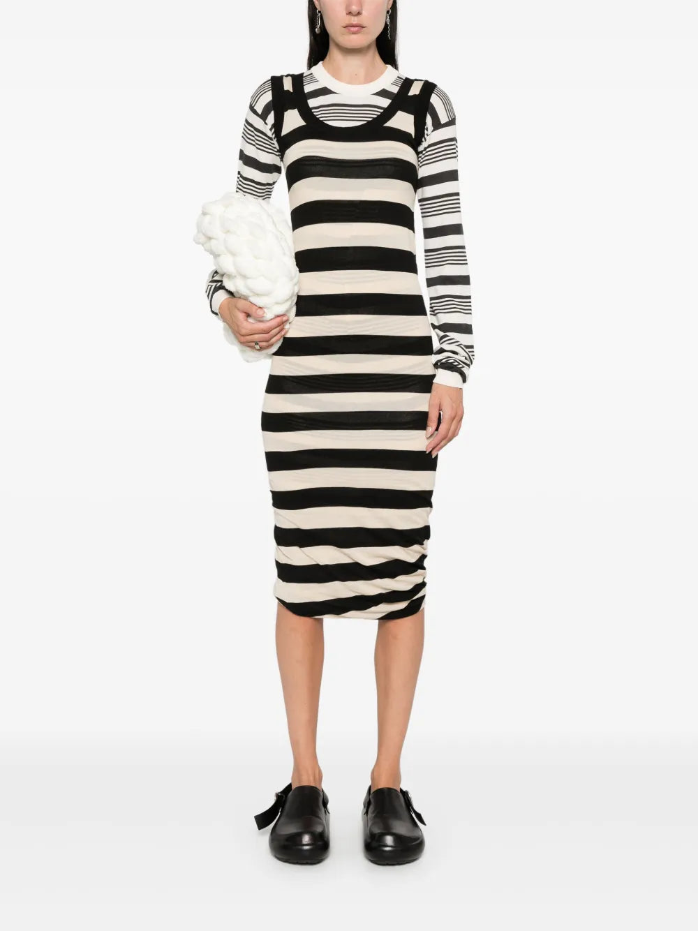 stripes cotton midi dress