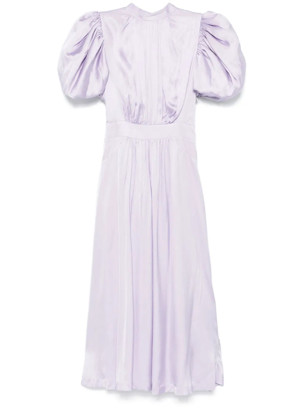satin puff midi dress