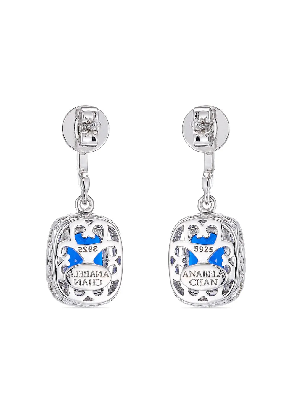 18kt white gold Comet sapphire and diamond earrings