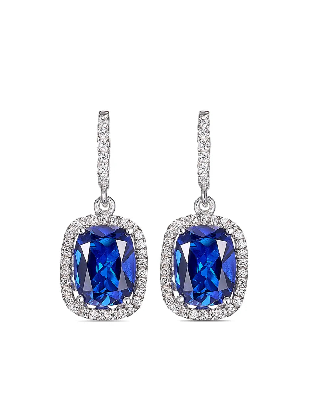 18kt white gold Comet sapphire and diamond earrings