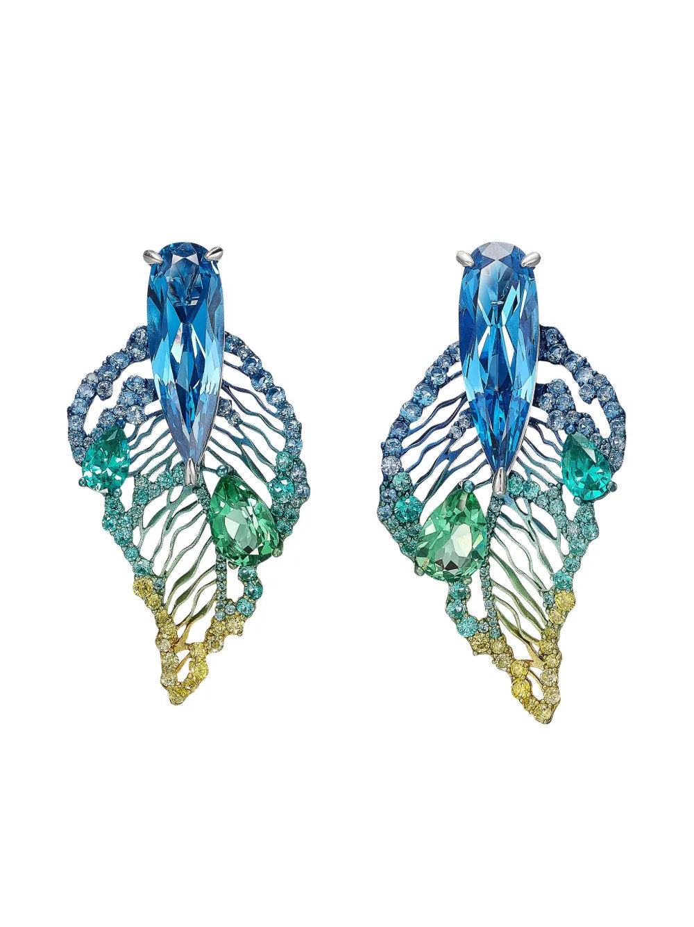 18kt white gold Aurora Titan sapphire earrings