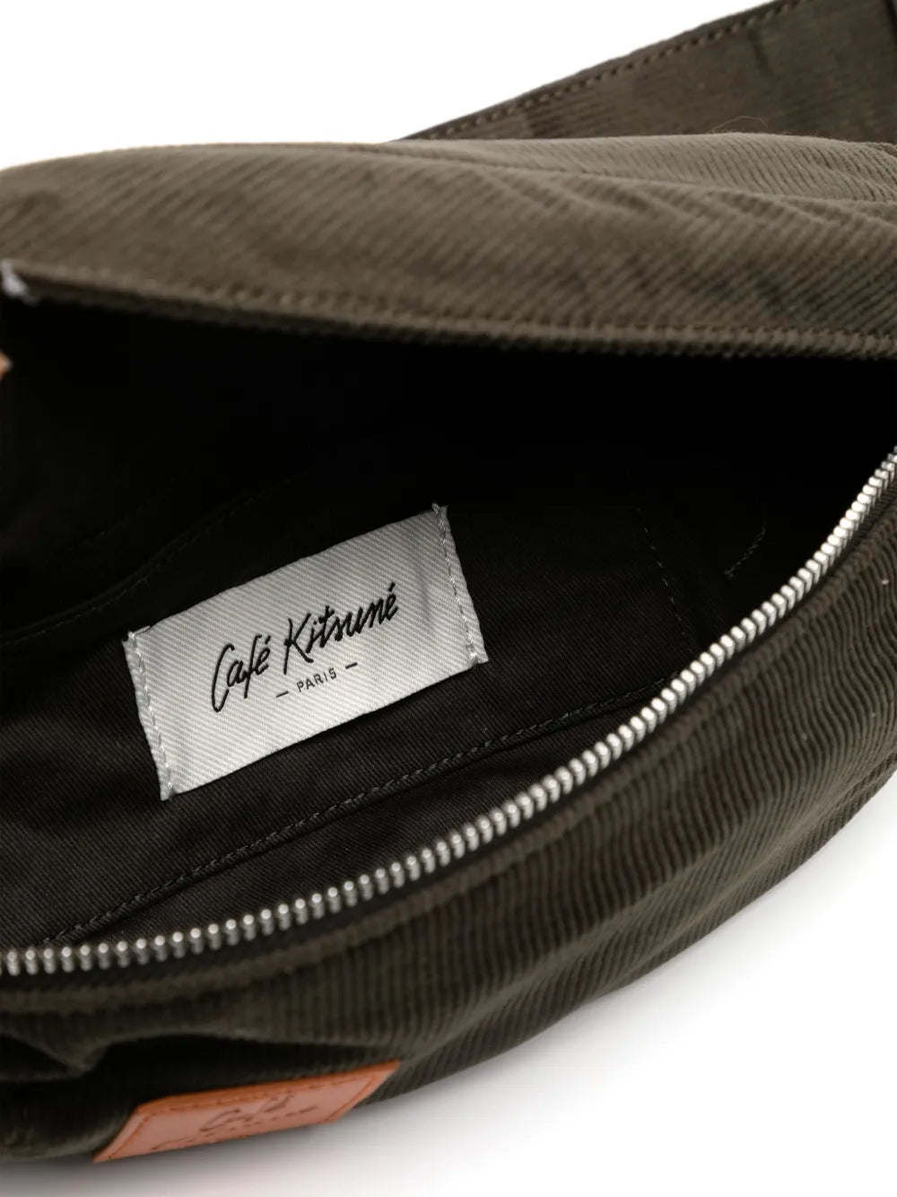 logo-patch corduroy belt bag