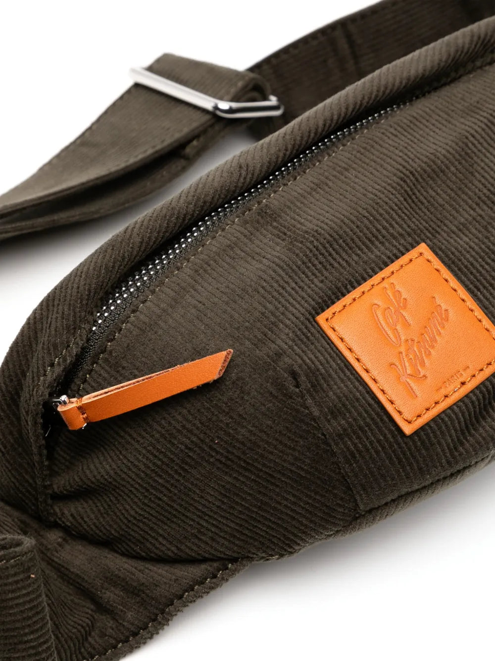 logo-patch corduroy belt bag