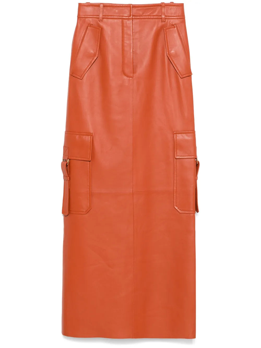 Illustration leather maxi skirt