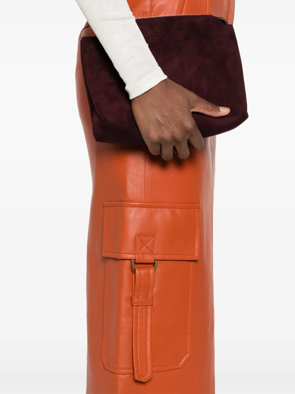 Illustration leather maxi skirt