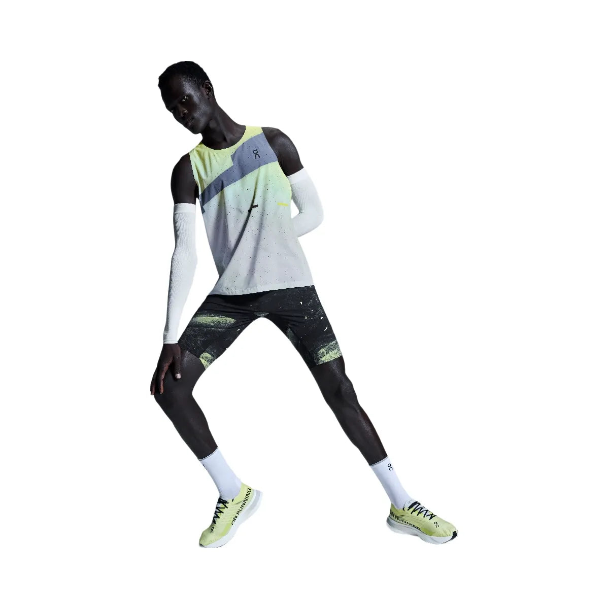 On Race Tights Half Black Limelight