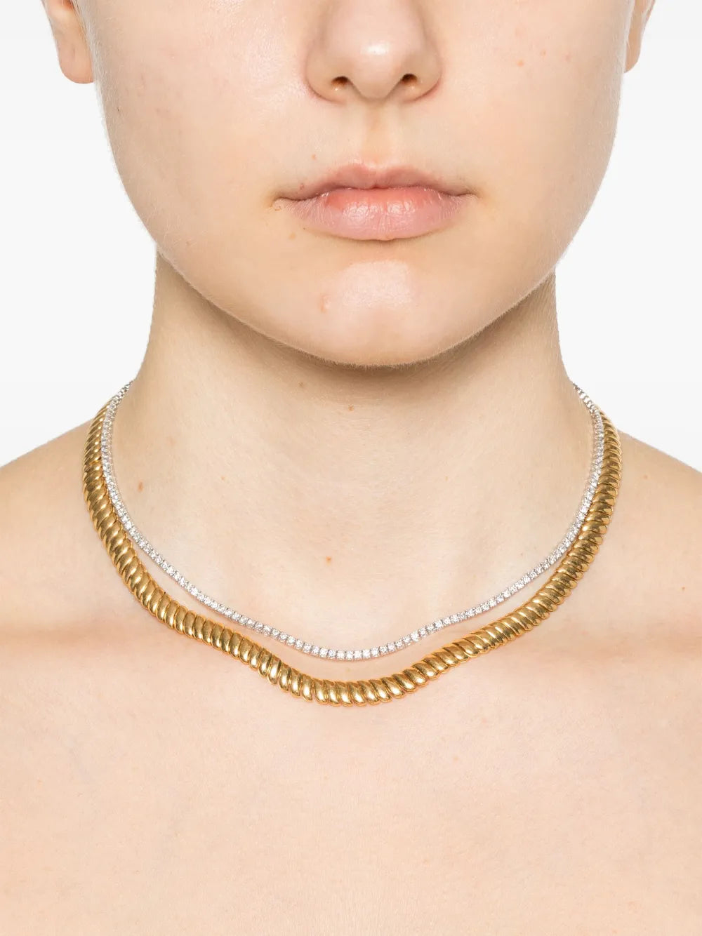 18KT yellow and white gold Hepburn diamond necklace set
