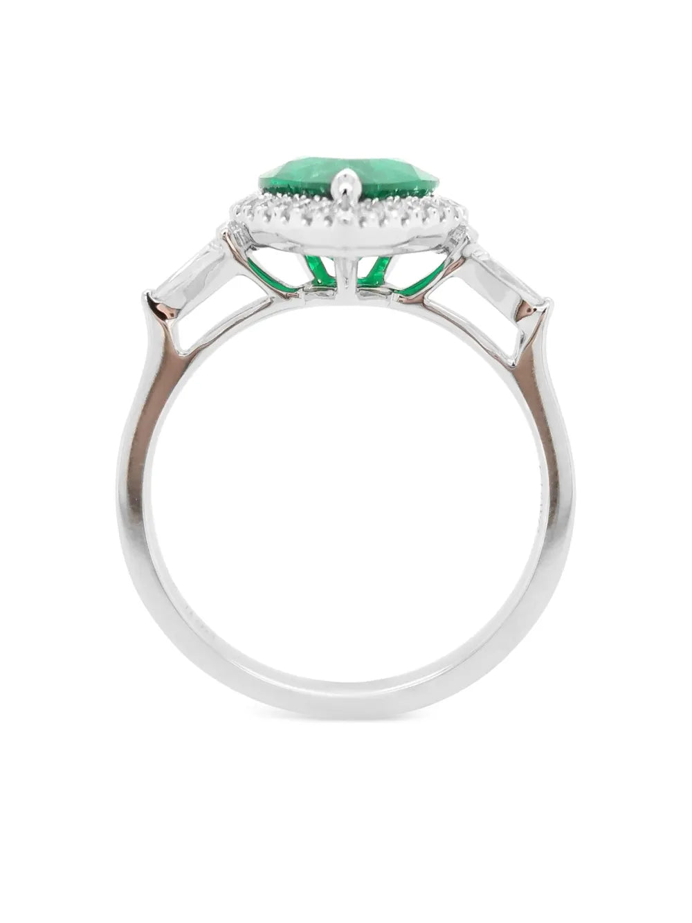 18k white gold diamond and emerald ring