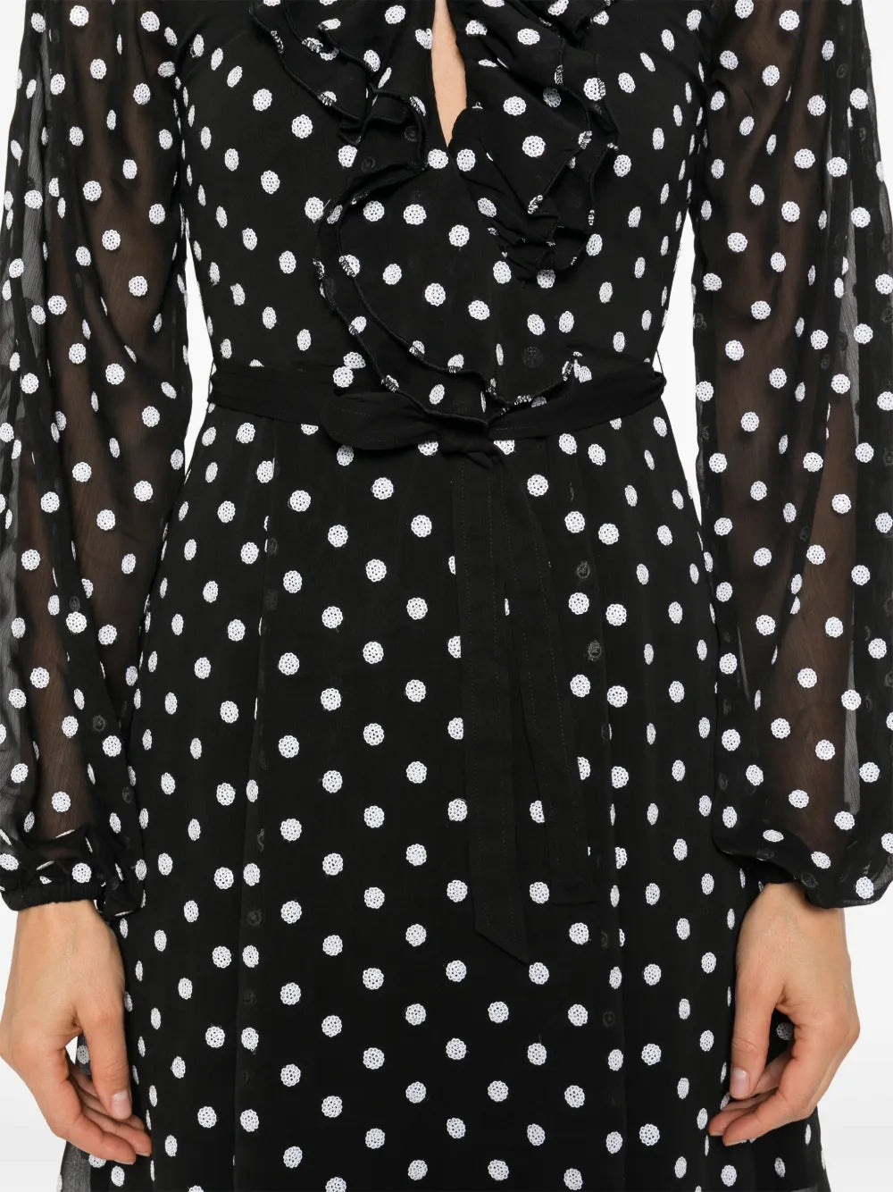 ruffle-detail chiffon mini dress