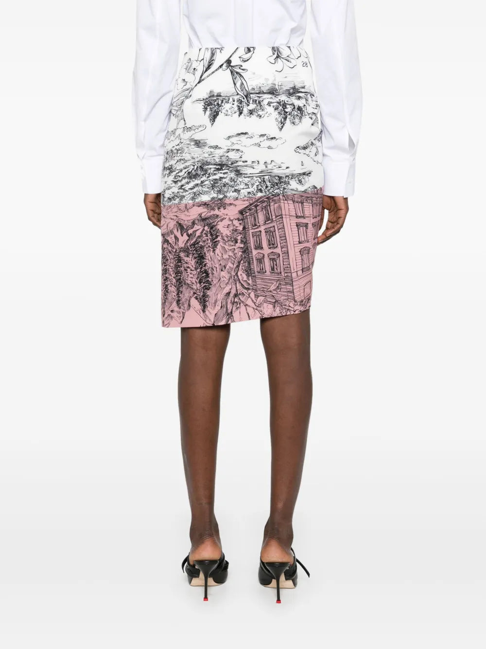 illustration-print mini skirt