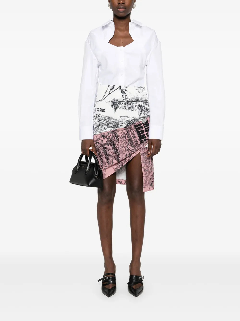 illustration-print mini skirt