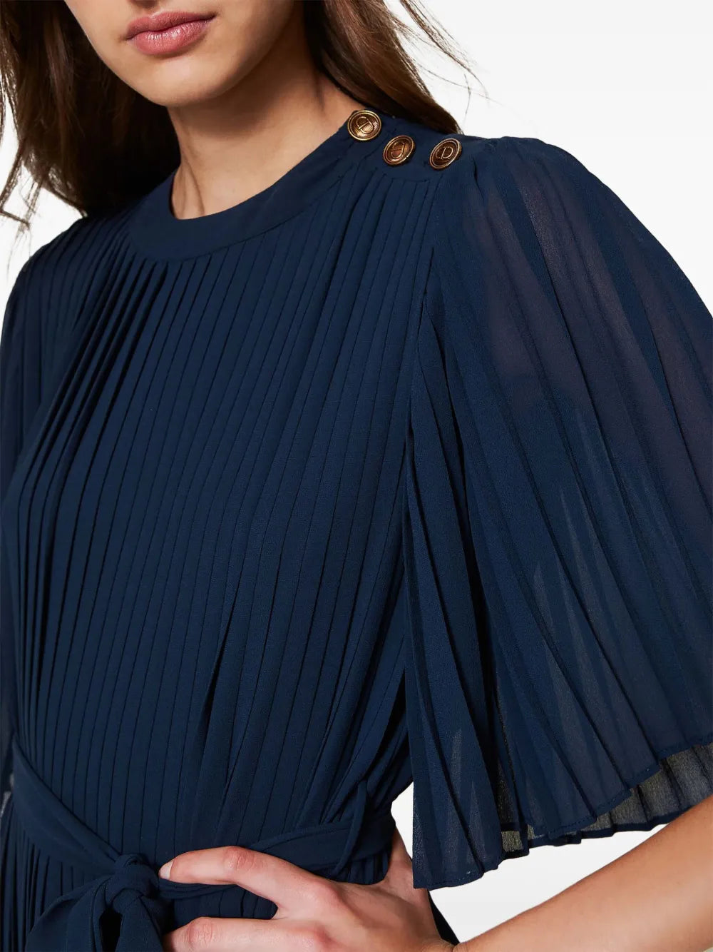 pleated mini dress