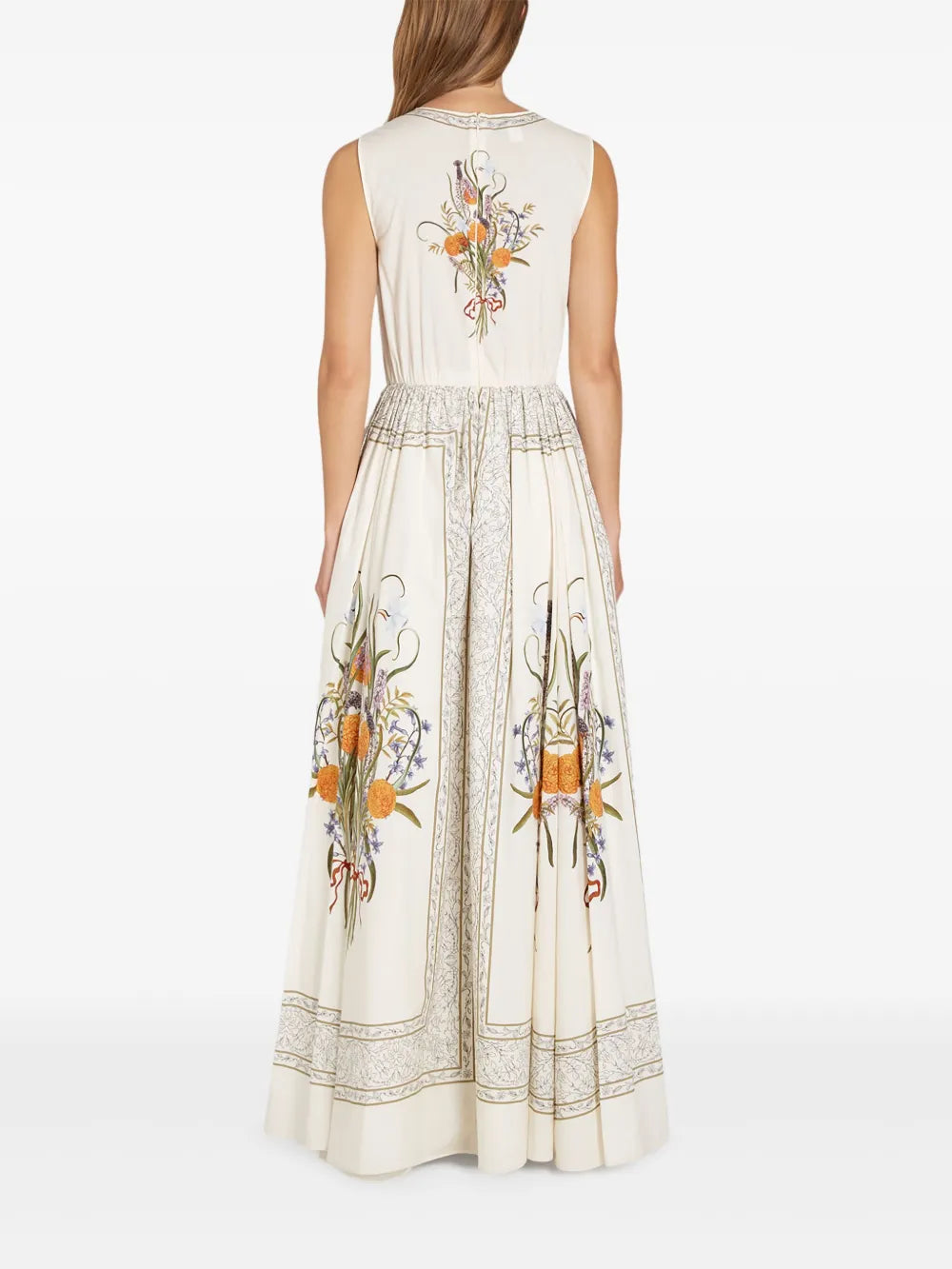 Marigold Bouquets-print poplin dress