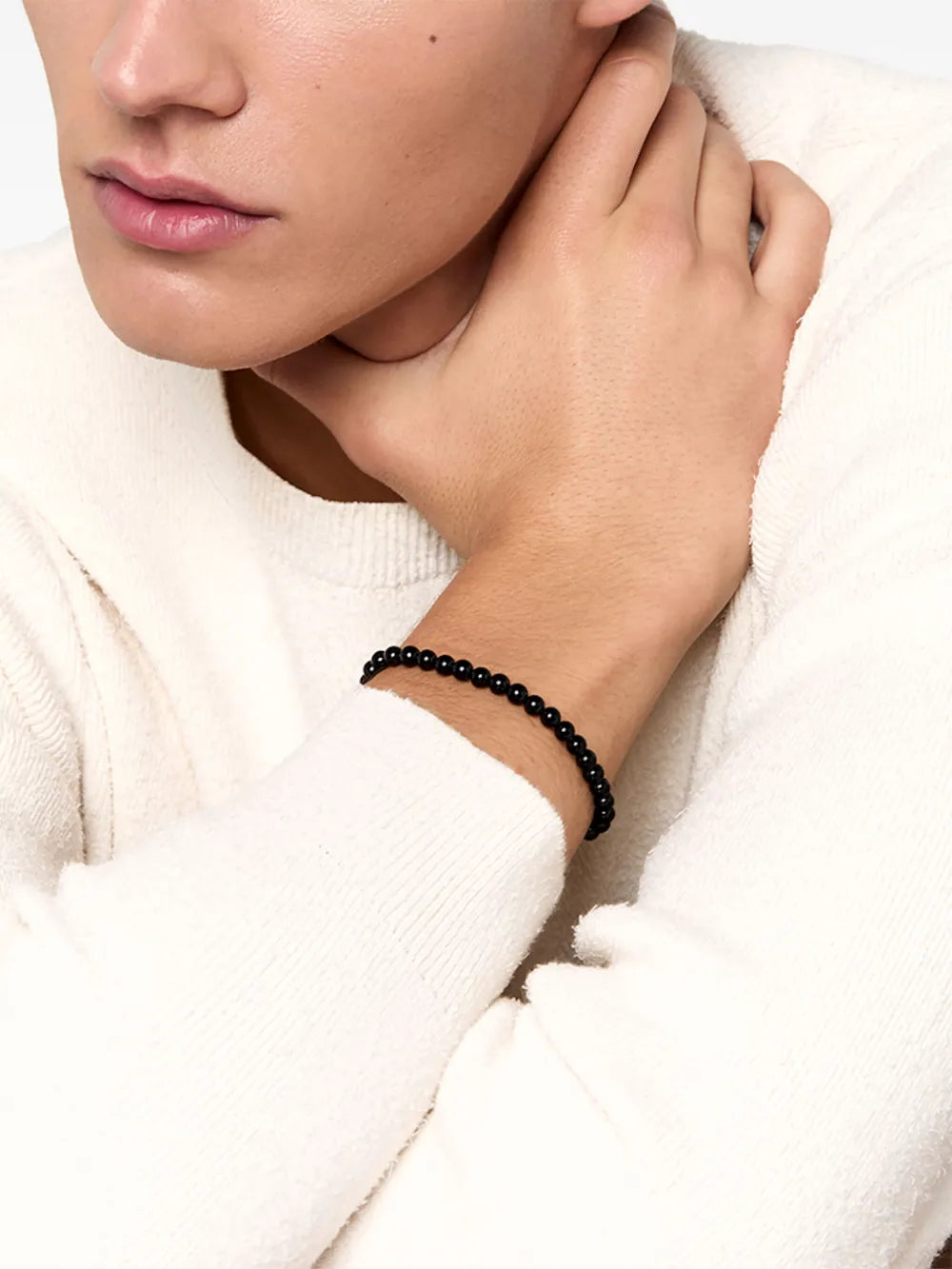 14K yellow gold onyx beaded bracelet