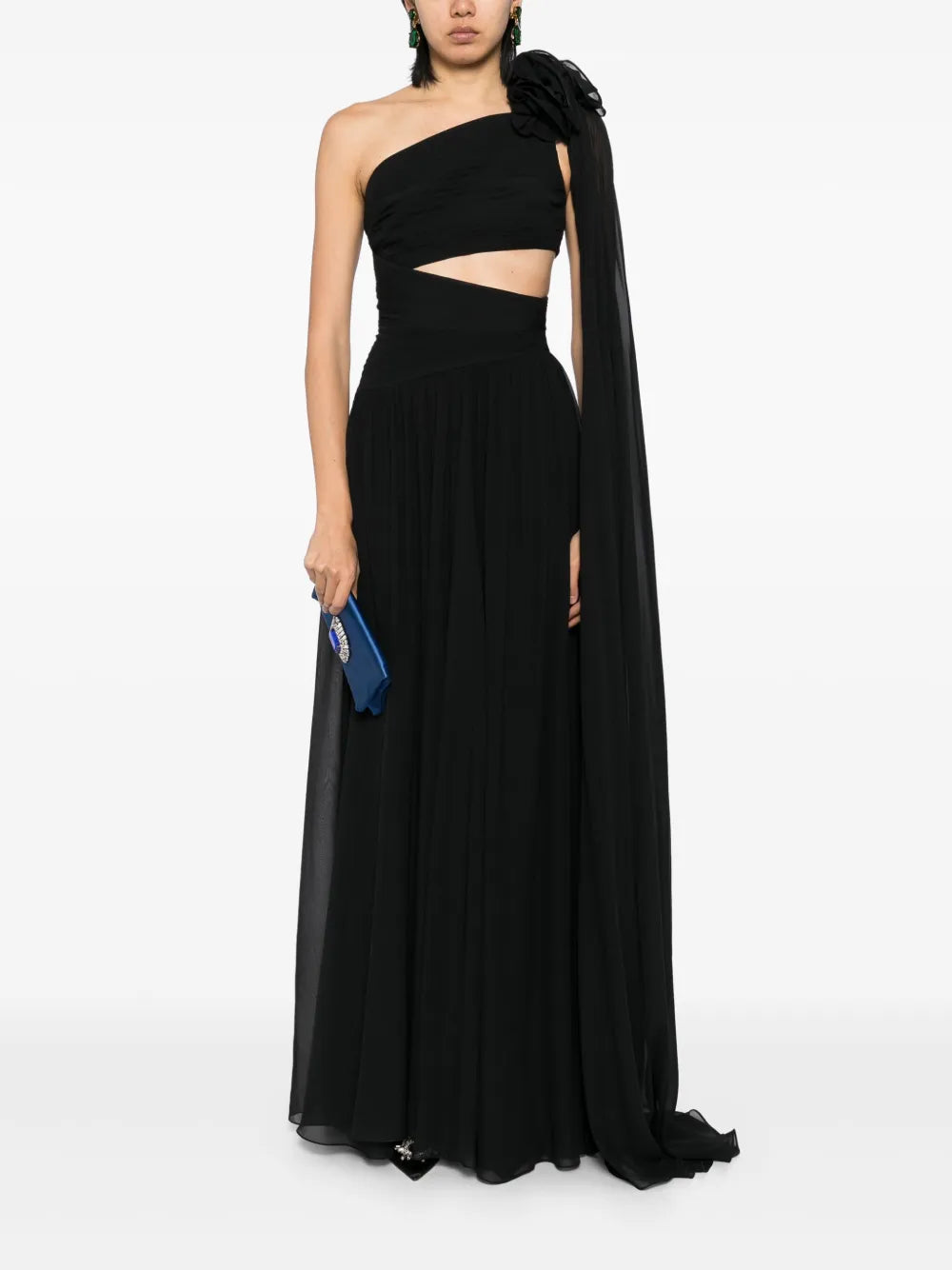 asymmetric silk gown