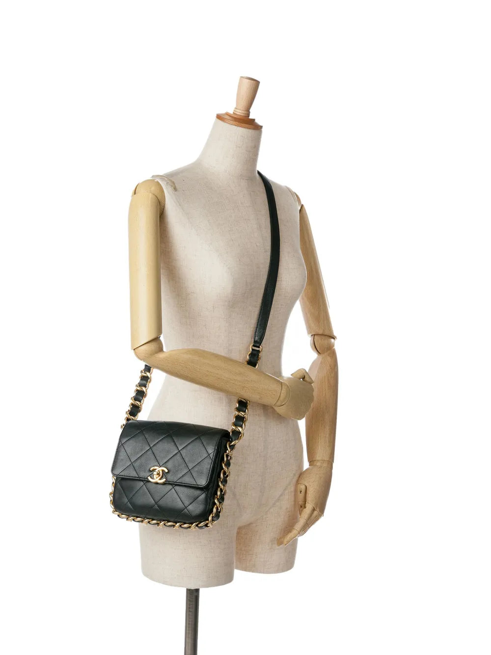 2021-2024 Small Quilted Calfskin Framing Chain Flap crossbody bag